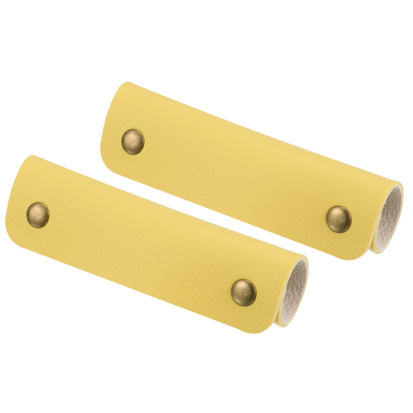 PATIKIL Luggage Handle Wrap, 2 Pack PU Handbag Grip Cover Protector Identifier with Clasp for Suitcase Grocery Shopping Bag Yellow