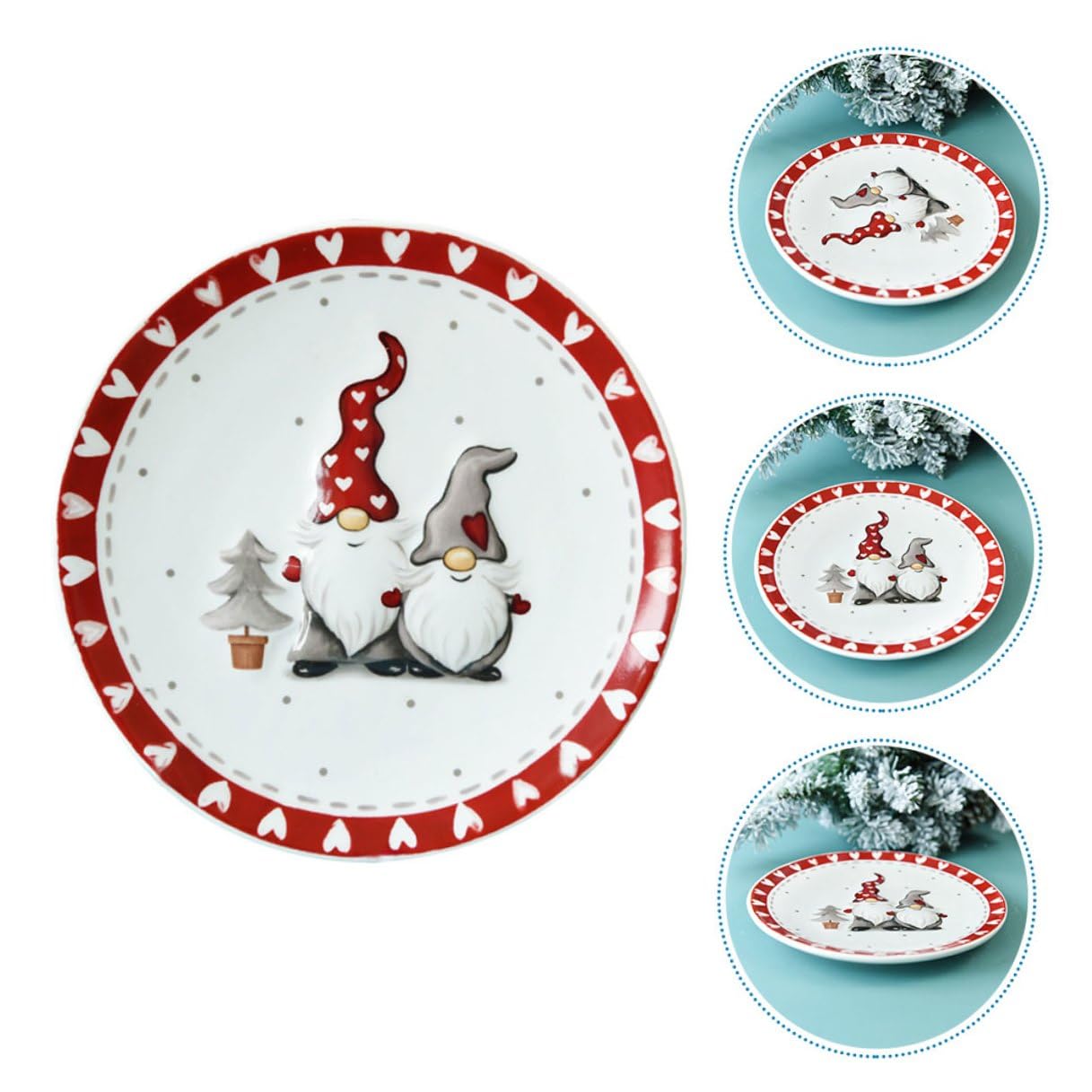2 Piezas Plato de Porcelana para Aperitivos y Frutas Bandeja Decorativa Navideña Ligera y Versátil para Servir Casa Diseño para Postres y Ensaladas