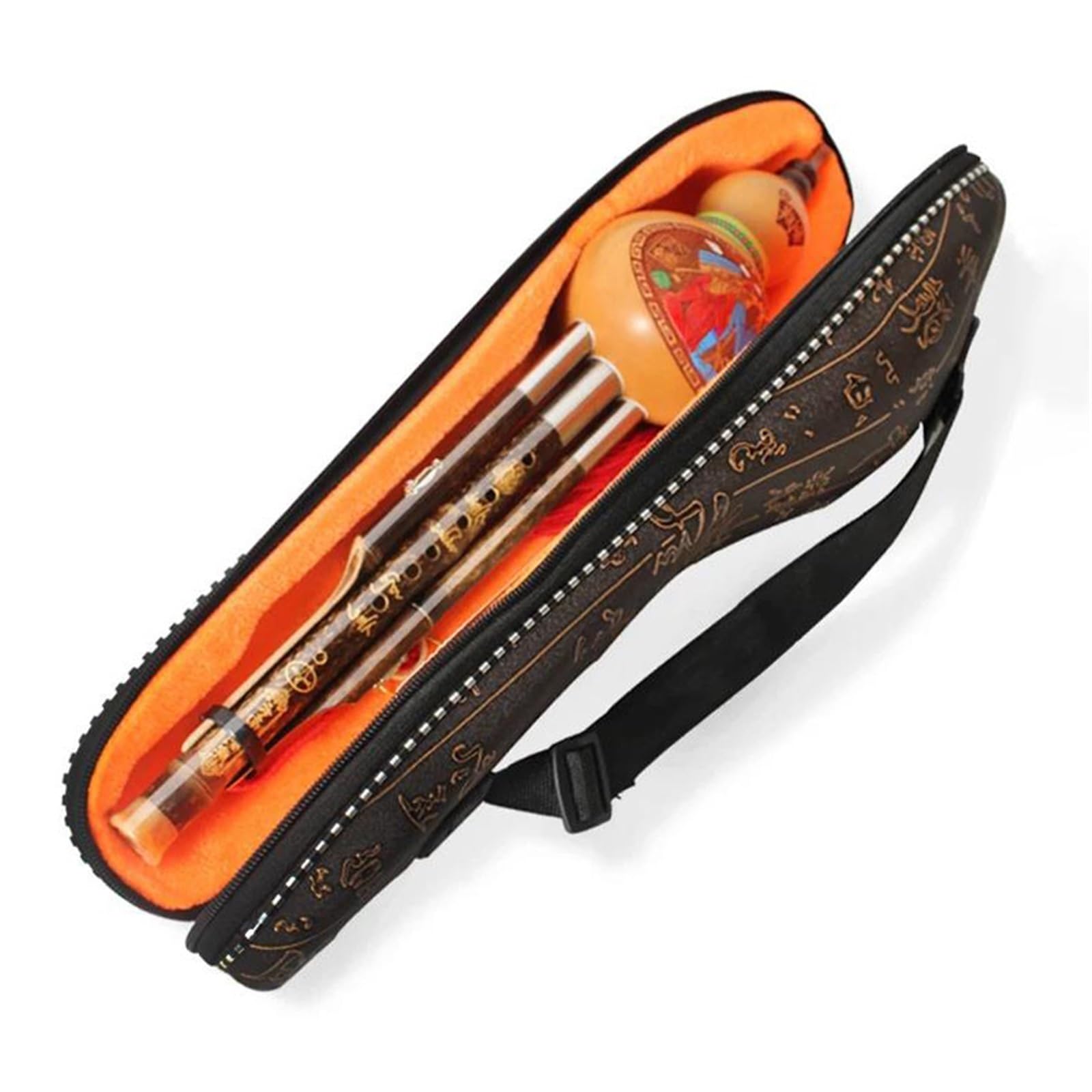 Instrumento De Flauta Hulusi Flauta De Cucurbitáceas De Calabaza De Bambú Negro Hulusi Hecha A Mano China Instrumento Musical Étnico Llave De C BB Con Funda(C)