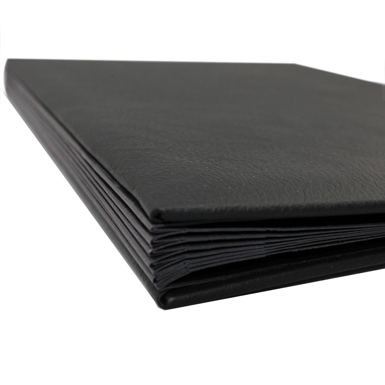 Raccoglitore con registro 1-7, pelle bovina grana nera, adatto per DIN A4, copertina morbida con dorso elastico, divisori in cartone nero con fori di visualizzazione