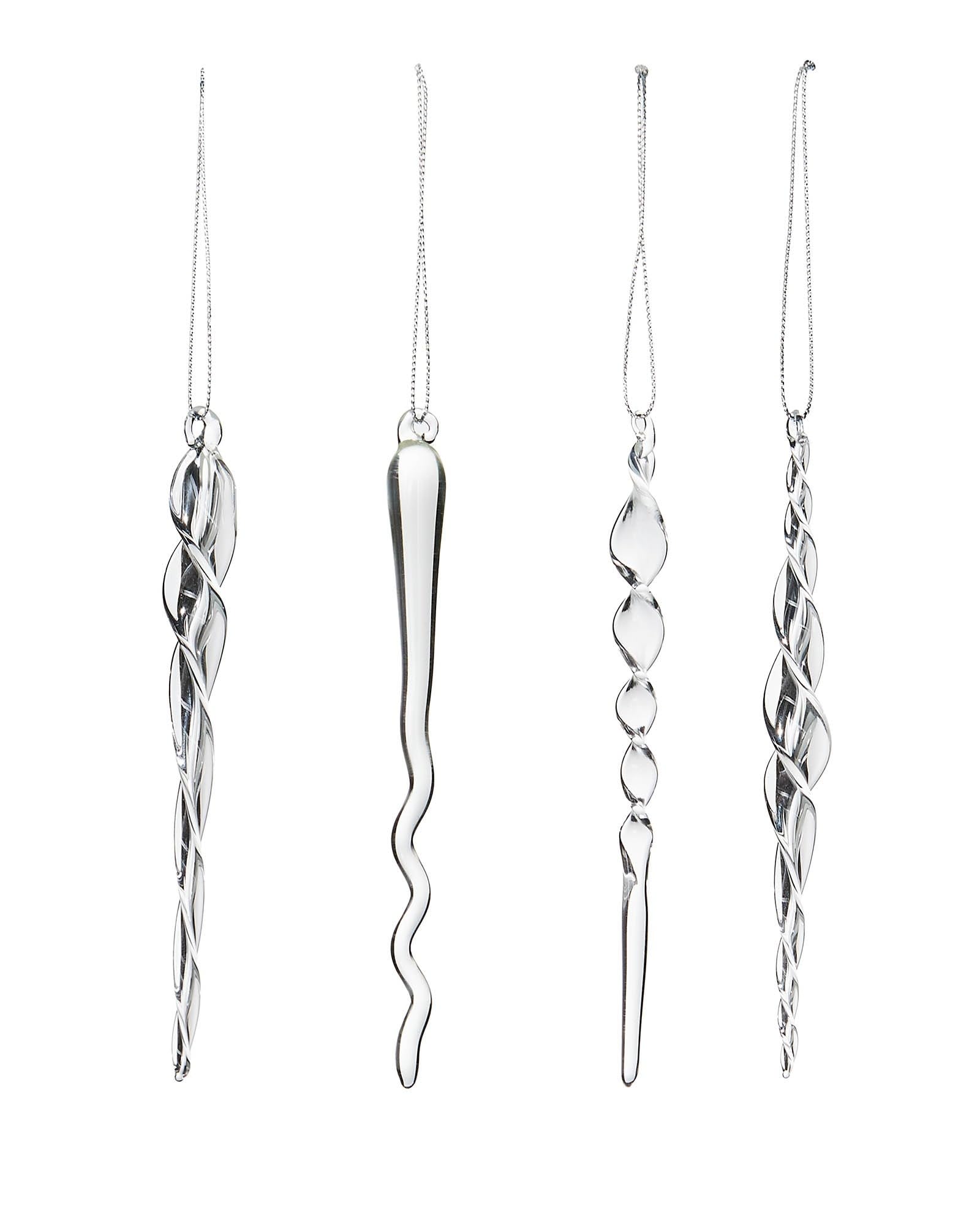 Clear Mixed Glass Icicles – 20-Piece Set, 14–15 cm – Glass Christmas Tree Decorations