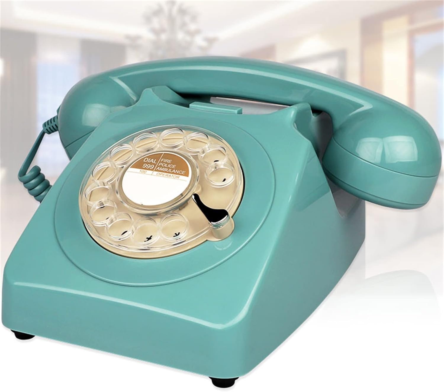 Decorative Telephones Retro Rotary Landline Phone for Home Vintage Rotary Dial Phone Old Telephone Corded Phone with Hands Free Function, Orange