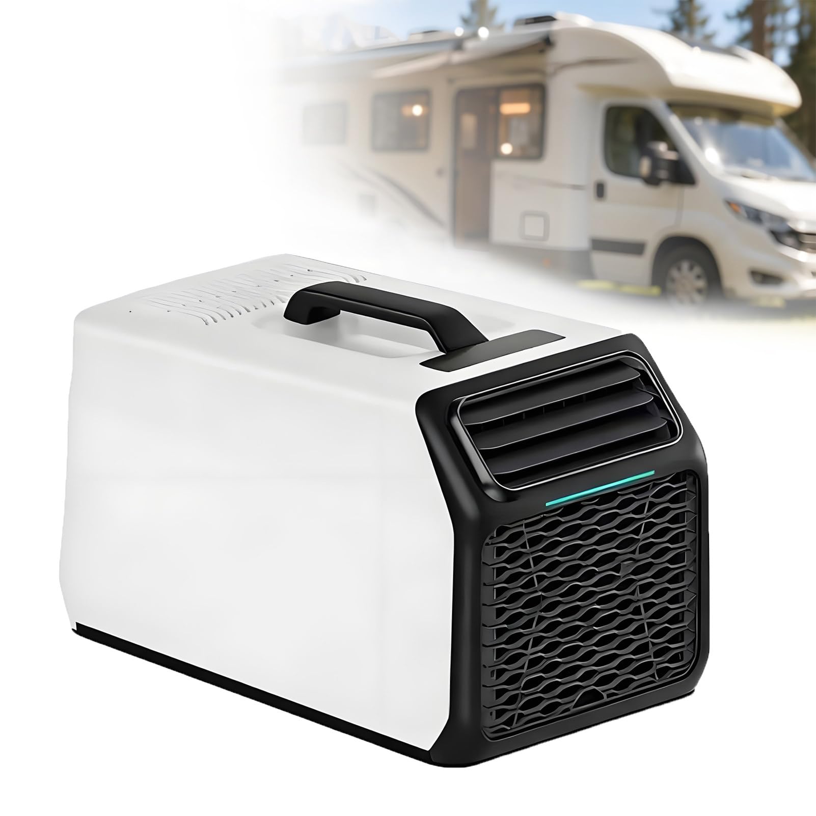 EpyGnom AC 110V 220V Fast Cooling Tent Air Conditioner, 4-in-1 Quiet Camping Ac Unit with Dehumidifier & Fan, with Sleep Mode & 24h Timer, Portable AC for Camping, RV, Truck, Van White-800W