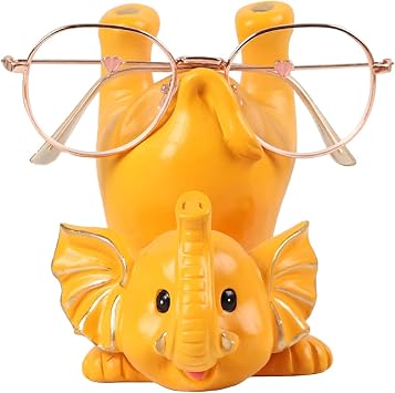 BestAlice Creative Glasses Holder Stand, Cute Animal Glasses Holder, Fun Eyeglass Holder Display Stands, Gift Spectacle Display Stand Sunglasses Eyeglass Holder for Home Office Auto, Yellow&Elephant