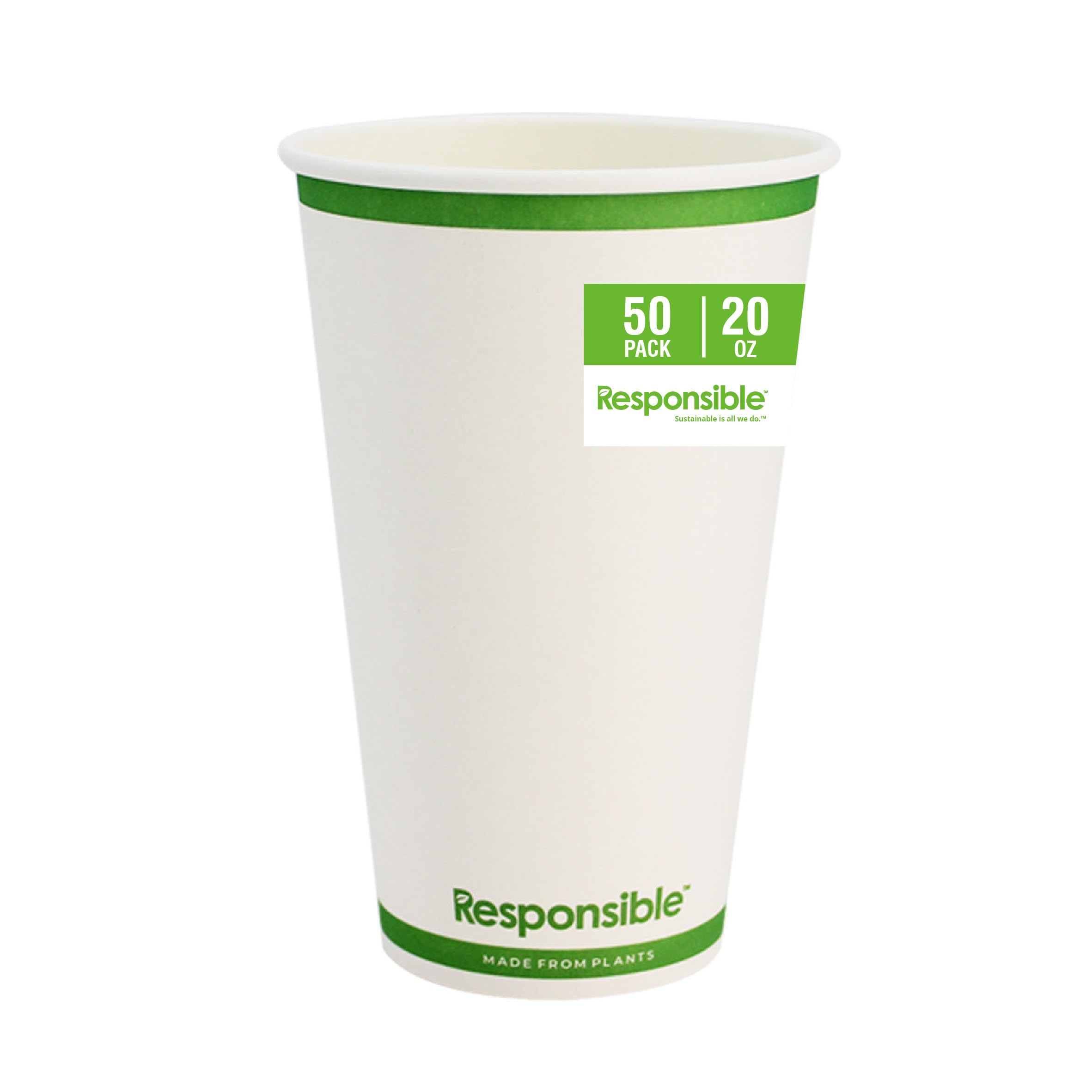 Responsible Products 20 oz (50 Count) / Classic White / Casual Cups