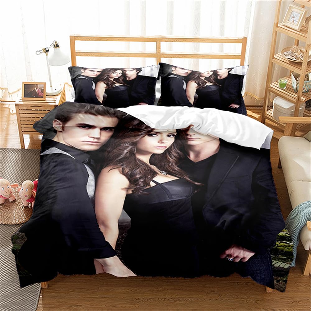 Ste-X Bedding Set Vampire Diaries Duvet Cover Set for Boys Girls Junior/Cot Bed Reversible Lovely Colorful Comforter Cover (200x200cm(Double),TVD 04)