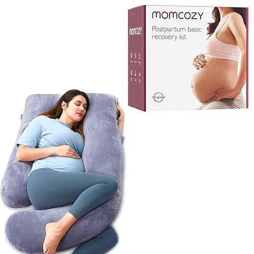 Miniatura 1 de Momcozy Almohadas de embarazo para dormir, kit esencial de recuperación posparto, almohada de maternidad de cuerpo completo en forma de U, almohada