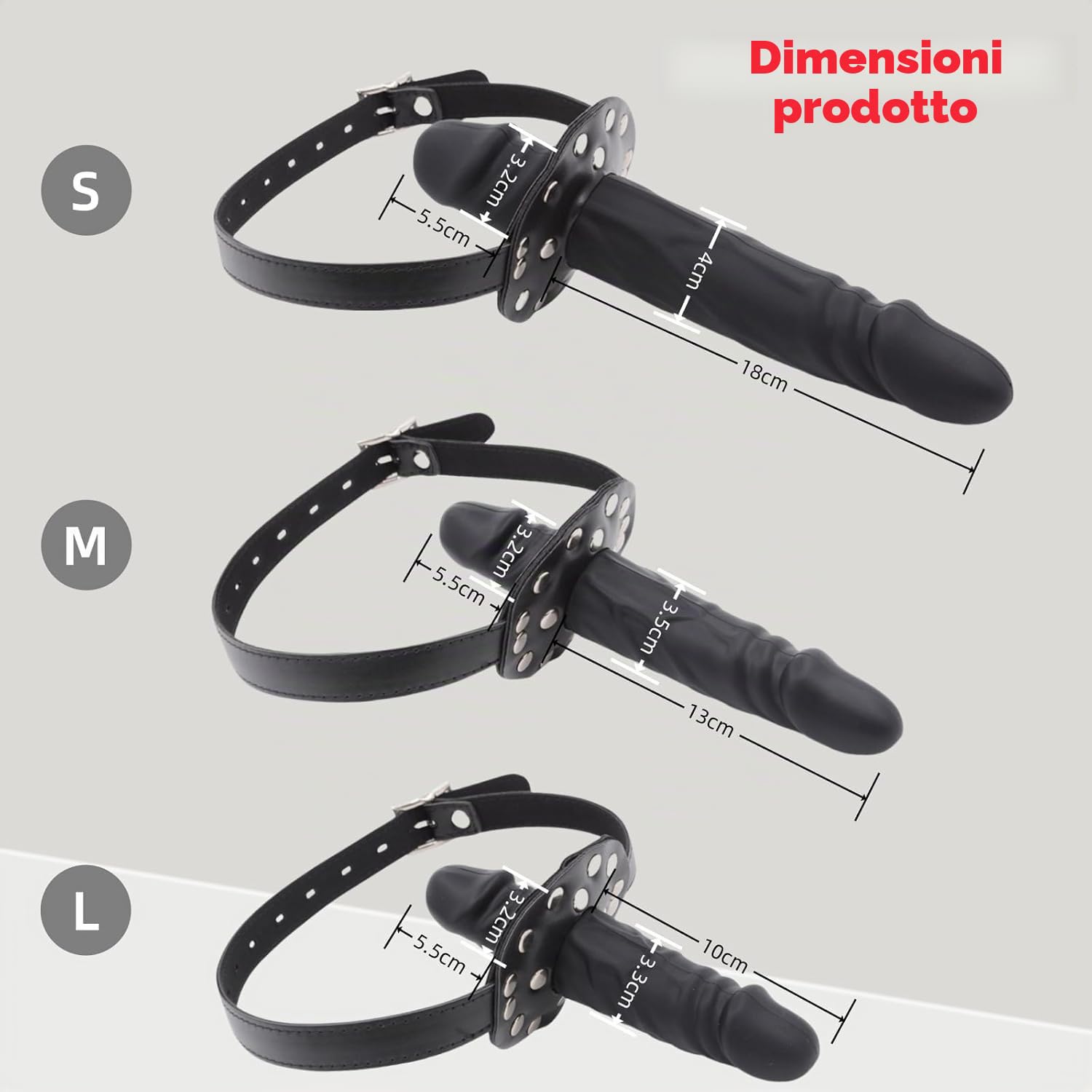 Dildo Gag Realistico SM Gag a Sfera Dildo in Silicone Regolabile Nero, L | Bocca Gag Strap-on Dildo Anale Interno alla Bocca Imbracatura Giocattolo Bondage BDSMs per Uomini Donne e Coppie