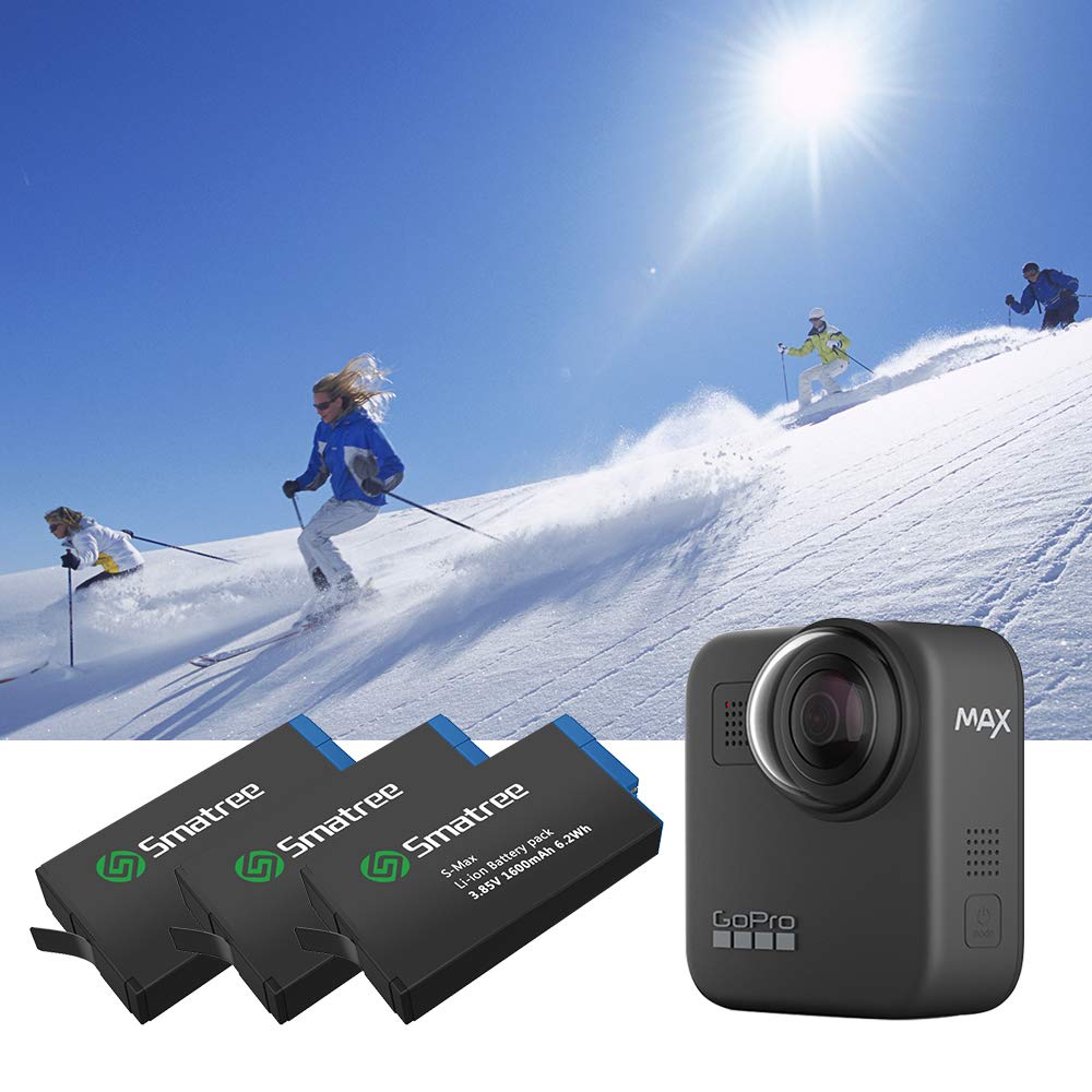 Smatree Batterie de Remplacement (Pack de 3) avec Chargeur à 3 canaux Compatible avec GoPro Hero Max