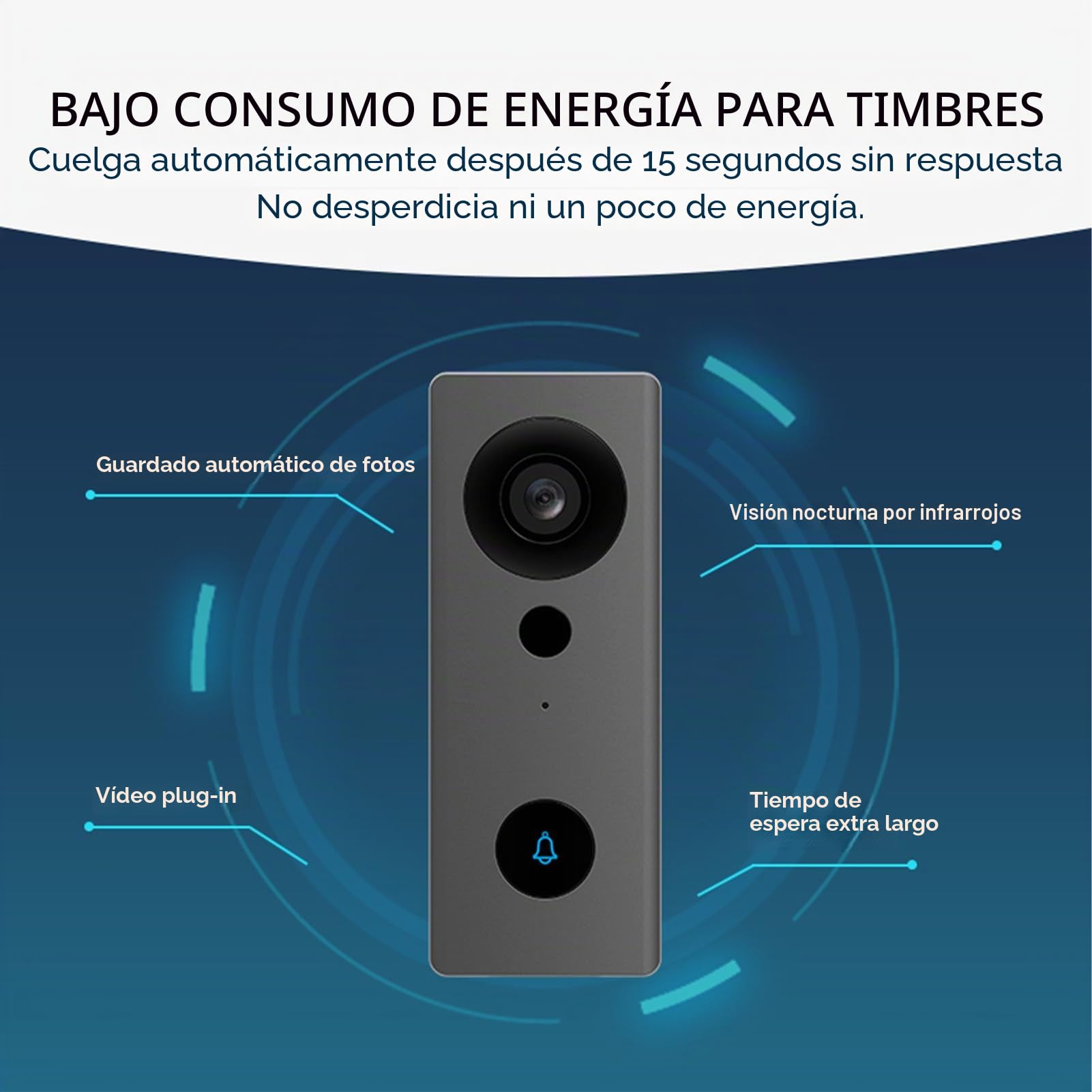 Cámara de Timbre de Video Inalámbrica 2.4G con Pantalla de Visualización Kits de Cámara de Videoportero con Pantalla IPS de 4.3 Pulgadas Visualización Nocturna Intercomunicador (Negro)