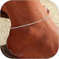 PROSILVER 925 Sterling Silver Ankle Bracelet for Women - Adjustable 8.6-10.6" Dainty Chain Anklet, Hypoallergenic Beach Jewelry with Gift Box