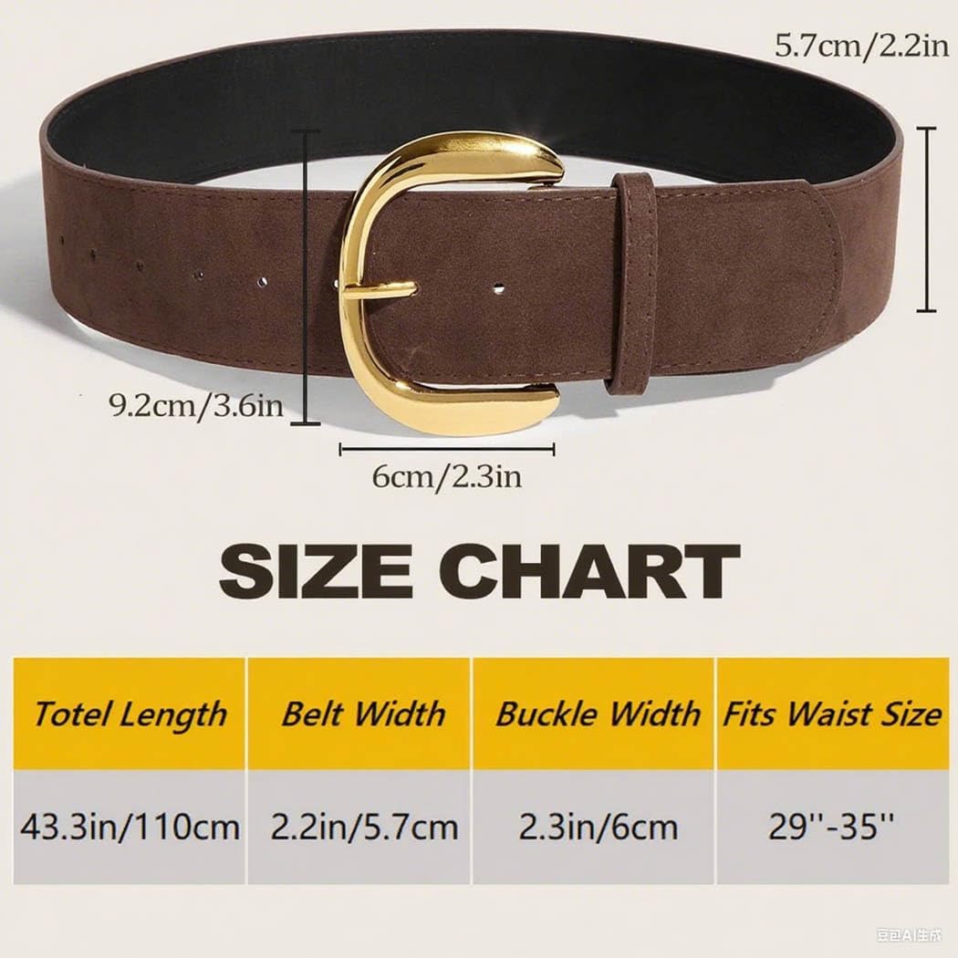 Yalice Women’s Wide Leather Belt for Dresses Fashion Thick Waist Belts Chunky Suede Belt with Big Metal Buckle - Image 6