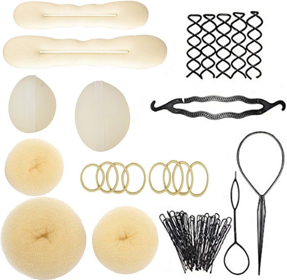 Zinnor Hair Bun Maker Blonde Hair Bun Insert Hair Styling Accessories Kit Hair DIY Styling Donut Bun Maker Kit Full Size Large Medium Small for Women Kids Girls