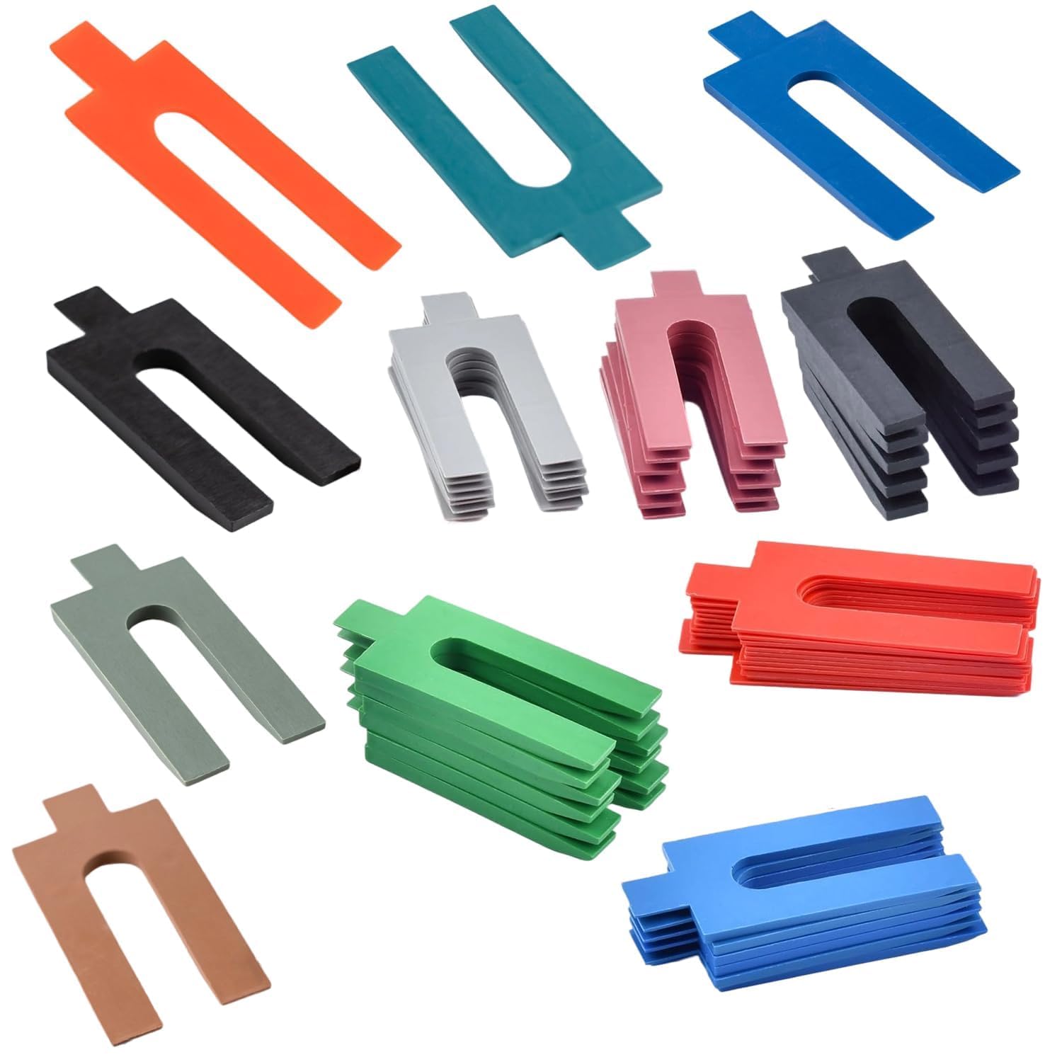 100pc Assorted Plastic Packers – 6 Size Shims & Spacers (1mm to 6mm) for Tile, Flooring, Woodworking & Home Improvement – Durable Construction – Precise Leveling, Easy to Use – Packers & Shims Kit