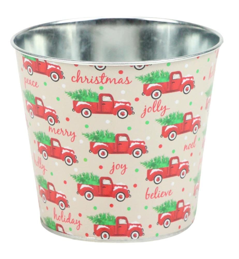 Rustic Trucks Christmas Tin Pot - 5