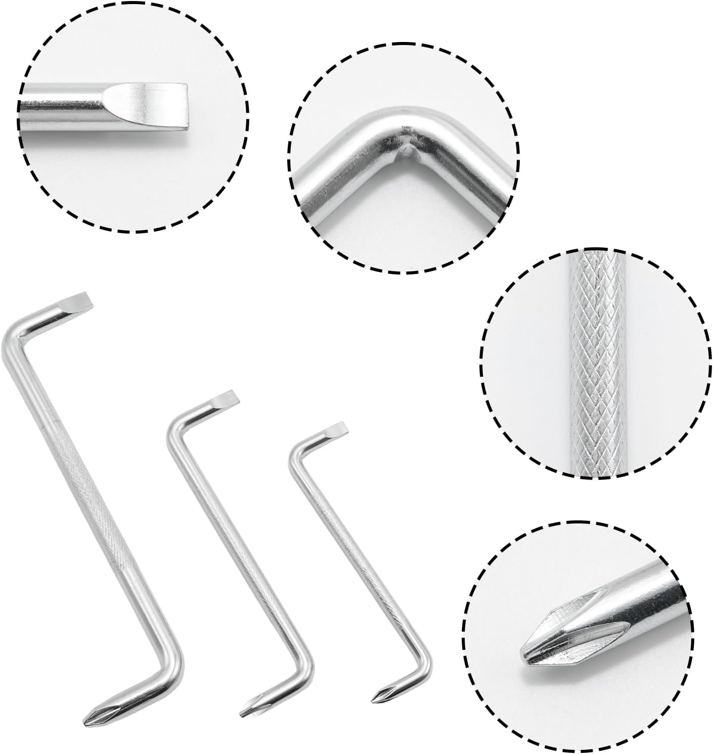 3 Pcs Offset Screwdriver Set, 90 Degree Screwdriver with Phillips and Flat Head, Z-shaped Screw Drive for Home Use