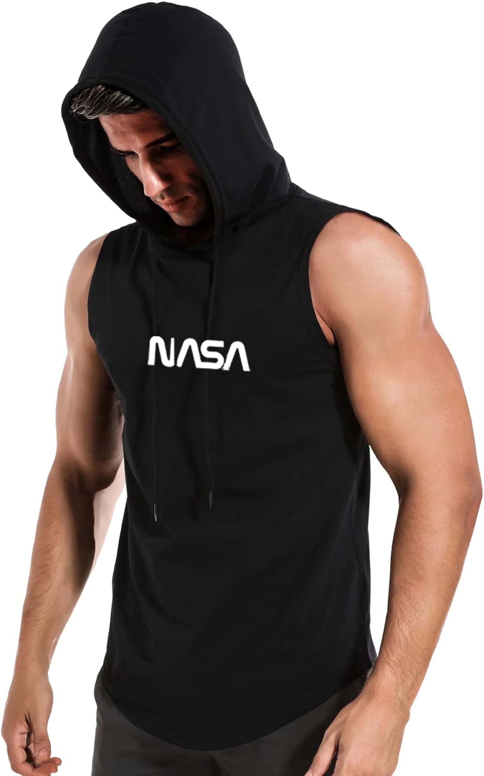 hit square NASA Polyster Gym/Sports Hood T-Shirt for Men-picture-36
