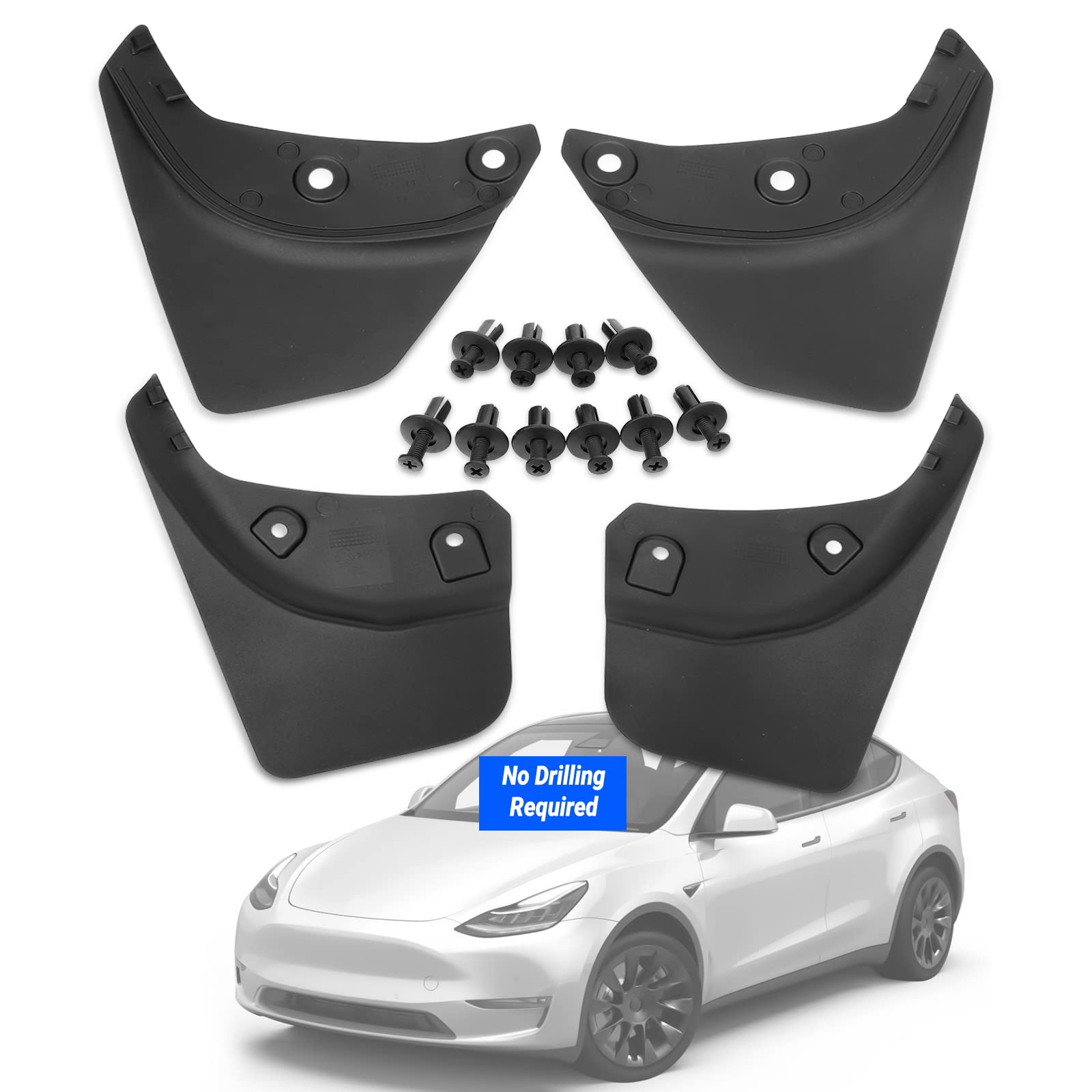 KlutchtechModel Y Mud Flaps Splash Guard Fender Mudguard Vehicle Sediment Protection Compatible with 2021 2022 2023 2024 Model Y Accessories No Drilling Required (Set of 4)