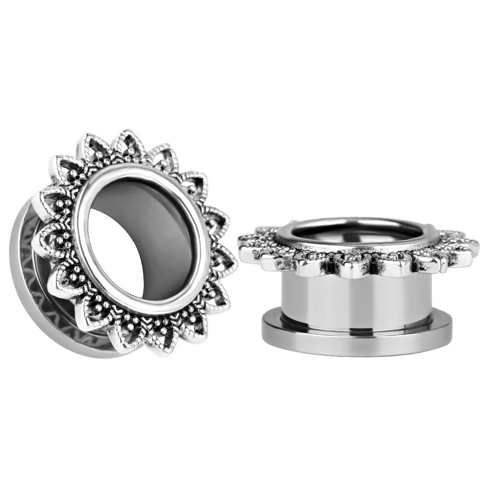 KUBOOZ(1 Pair Simple Retro Screw Ear Plugs Tunnels Gauges Stretcher Piercings