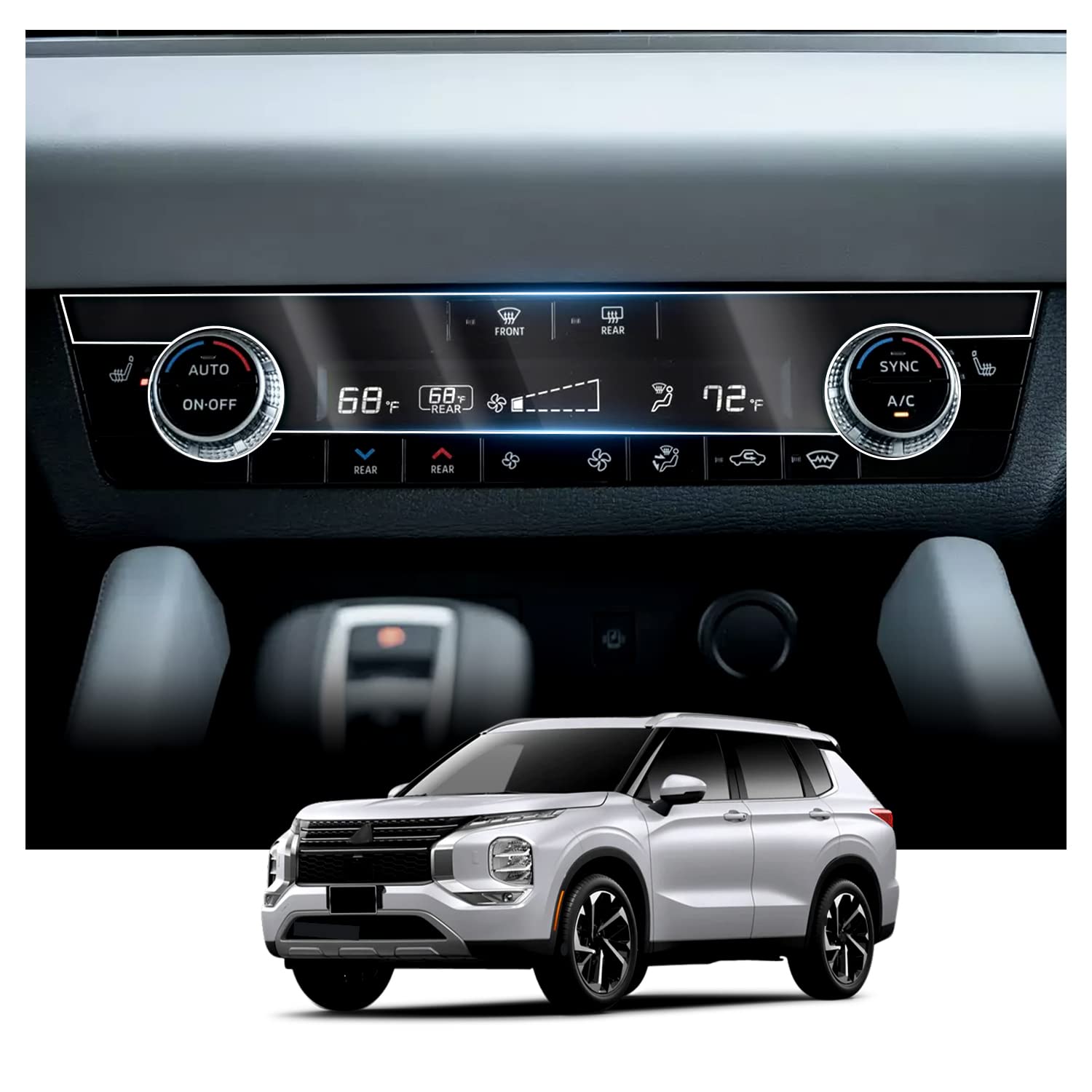 Ruiya 2025 Outlander Screen Protector for Mitsubishi Outlander Air Conditioner Touchscreen Compatible with 2022-2025 Mitsubishi Outlander Accessories,2PCS Anti-scratch Nano Films