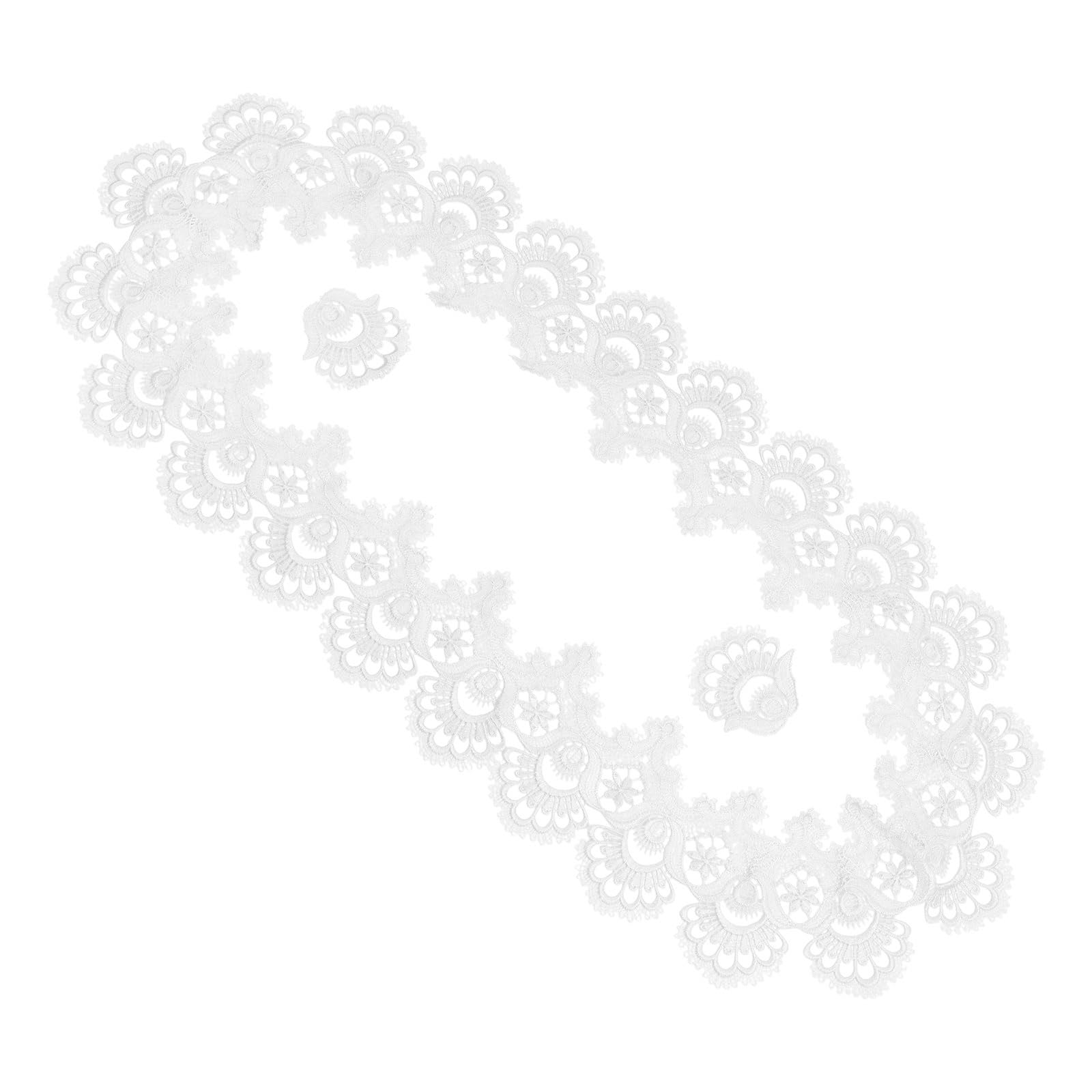 NVOQILIN Stylish Coffee Table Cover Polyester Fabric Decorative Tablecloth Embroidery Flower Lace Doily for Dining Use Stylish Table Runner