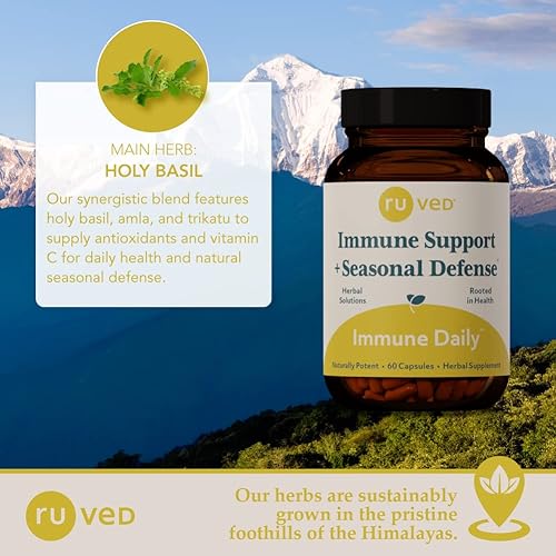 Miniatura 4 de Ruved Immune Daily, apoyo inmunológico más defensa estacional, refuerzo del sistema inmunológico ayurvédico totalmente natural, ayuda a apoyar la