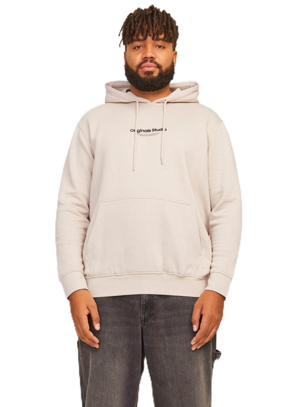 JACK & JONES Mens Jorvester Hoodie Moonbeam S