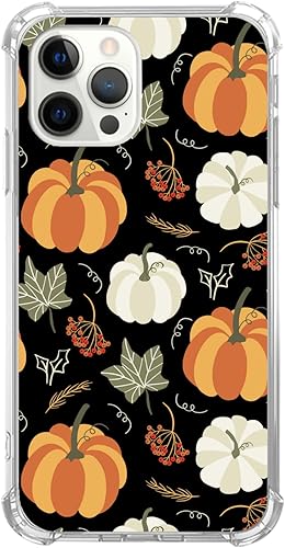 Funda para iPhone 13 Pro con diseño de hojas de otoño y calabaza compatible con iPhone 13 Pro, funda de teléfono de Acción de Gracias de Halloween