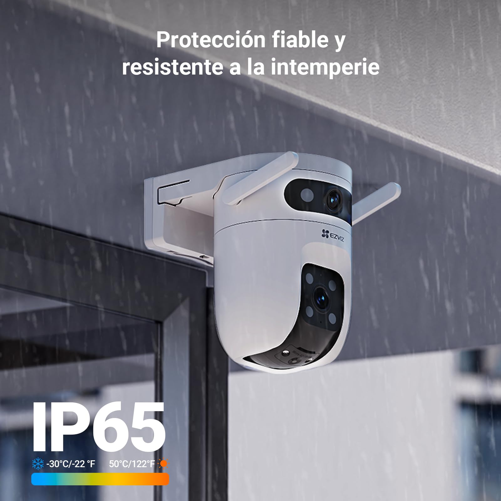 EZVIZ C9C Cámara de Vigilancia Exterior 2K con Doble Lente (3MP+3MP), Cobertura 360°, Visión Nocturna en Color, IA Detección de Personas y Vehículos, Audio Bidireccional, Compatible con Alexa