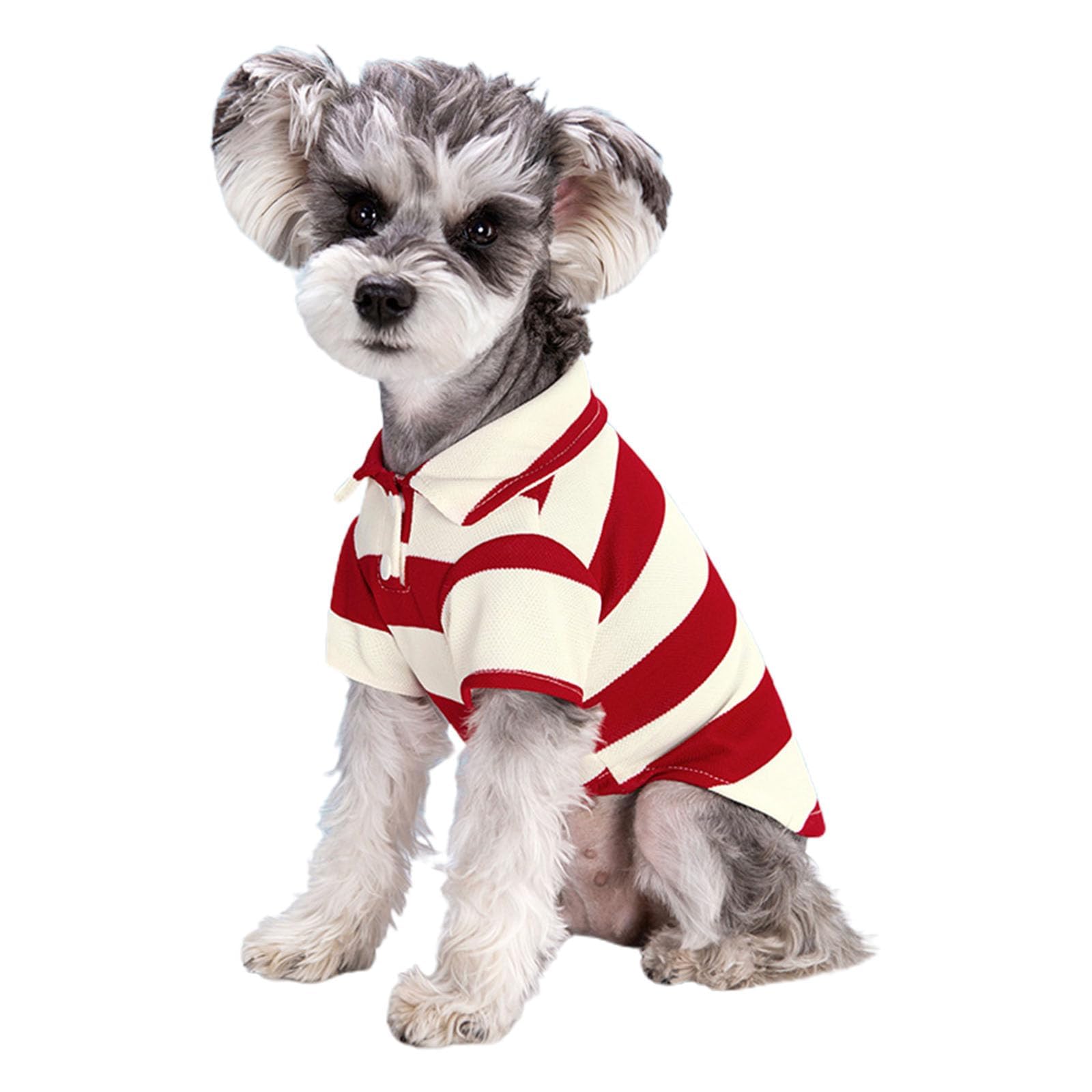 Dog Shirts for Small Medium Pets, Cute Polo Shirts Striped Collar T-Shirt Spring Summer Dogs Cats Outfits, Breathable Thin Dogs Clothes for Yorkie Puppy Kitten (Red,3XL)