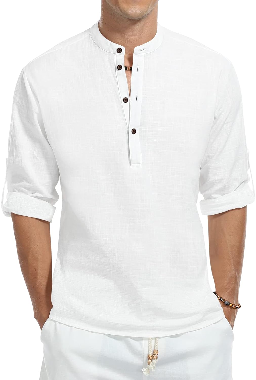 shopyclick Men's Solid Short Kurta | Rolled Sleeve Casual Kurta with Mandarin Collar | Cotton Polyester Blend Regular Fit | for Ganesh Chaturthi, Janmashtami, Diwali & Eid-picture-35