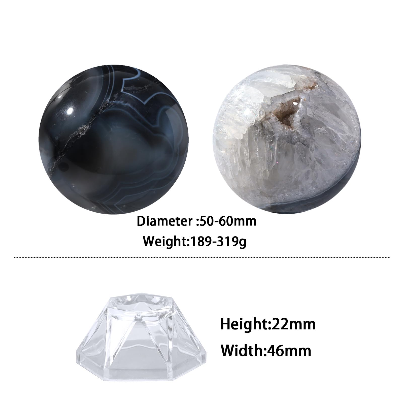 Nupuyai Striped Agate Crystal Ball with Acrylic Stand - Image 3