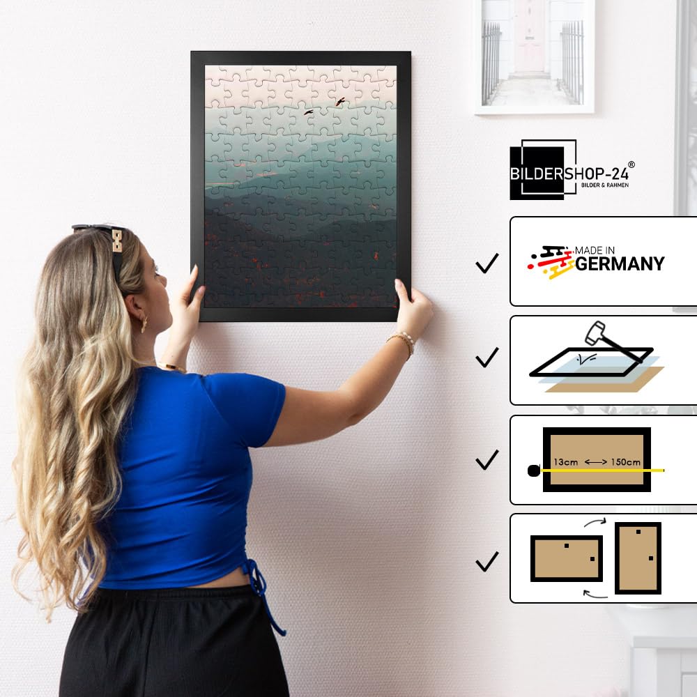 Bildershop-24 Puzzlerahmen London für Puzzle ca. 1000 Teile 48x64cm 64x48cm Schwarz mit Acrylglas