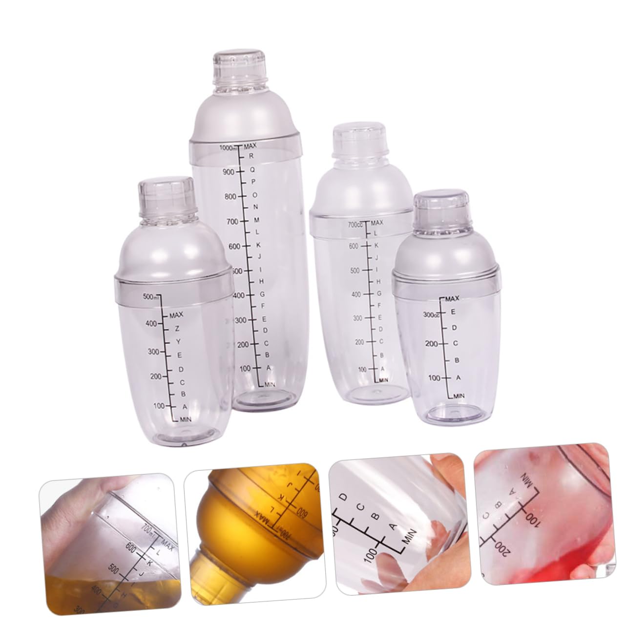4 Pezzi Shaker per Cocktail Trasparente Misuratorper Bevande con Scala per Mixare Cocktail Vino e Bevande
