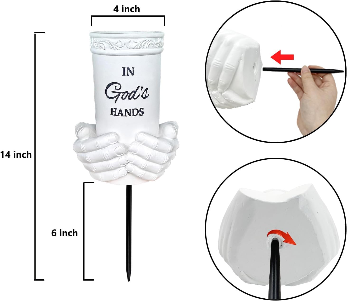 BAYN Grave Decorations for Cemetery, Hand Held Vases with Spikes for Garden Decorations Waterproof Garden Statues Memorial Gifts for Loss of Loved One