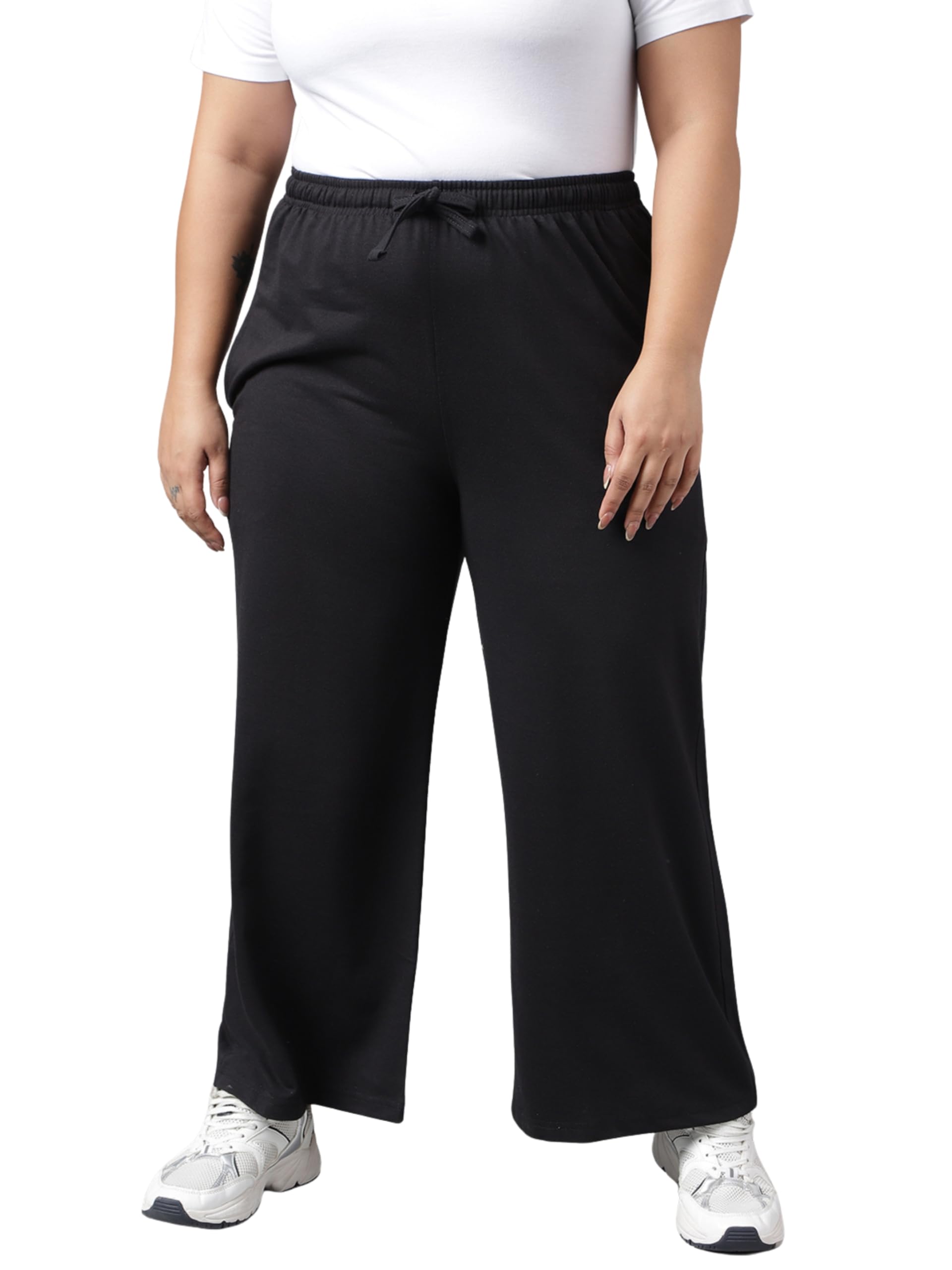 mkh Women Wide Leg Trackpants | Solid Cotton Blend with Drawstring Waistband | Casual Gym & Travel Wear/MKHWL-32$P-picture-49