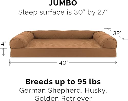 Miniatura 3 de Furhaven - Cama de espuma de gel refrescante para perro, estilo sofá, acolchada, con funda extraíble y lavable, color marrón tostado, tamaño jumbo