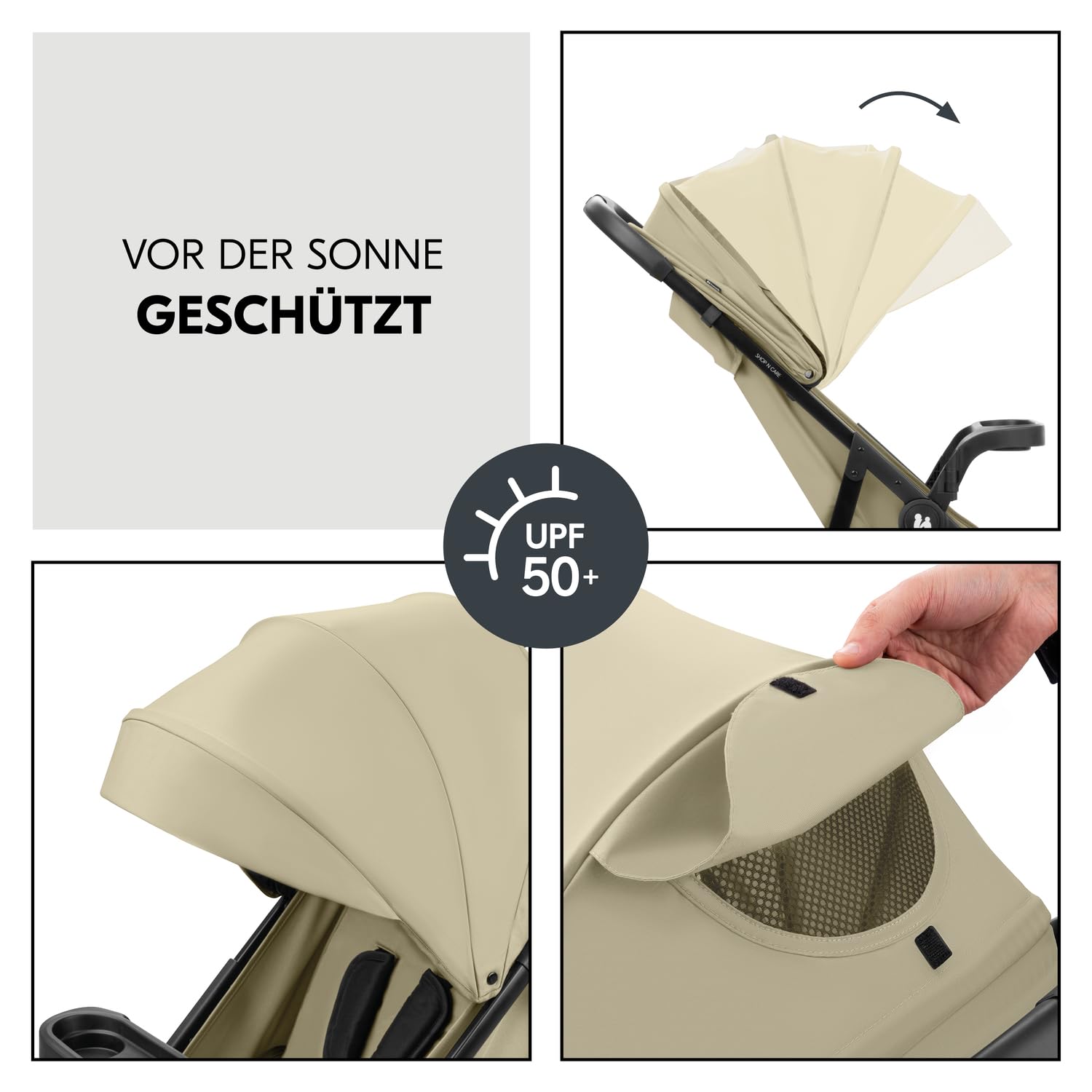 Hauck Shop N Care Travel Set Olive 2in1 Kombikinderwagen ab Geburt bis 22 kg mit i-Size Babyschale Buggy Liegefunktion UPF 50+