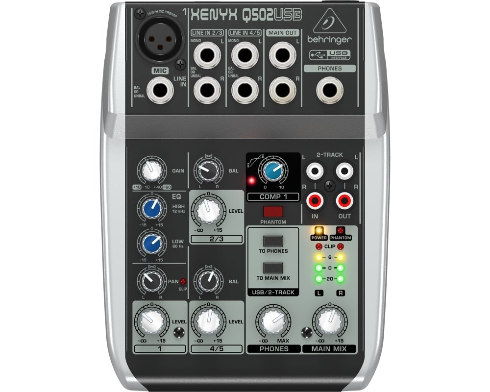 Behringer Q502 USB mixer passivo interfaccia audio per karaoke, live, home recording, studio project
