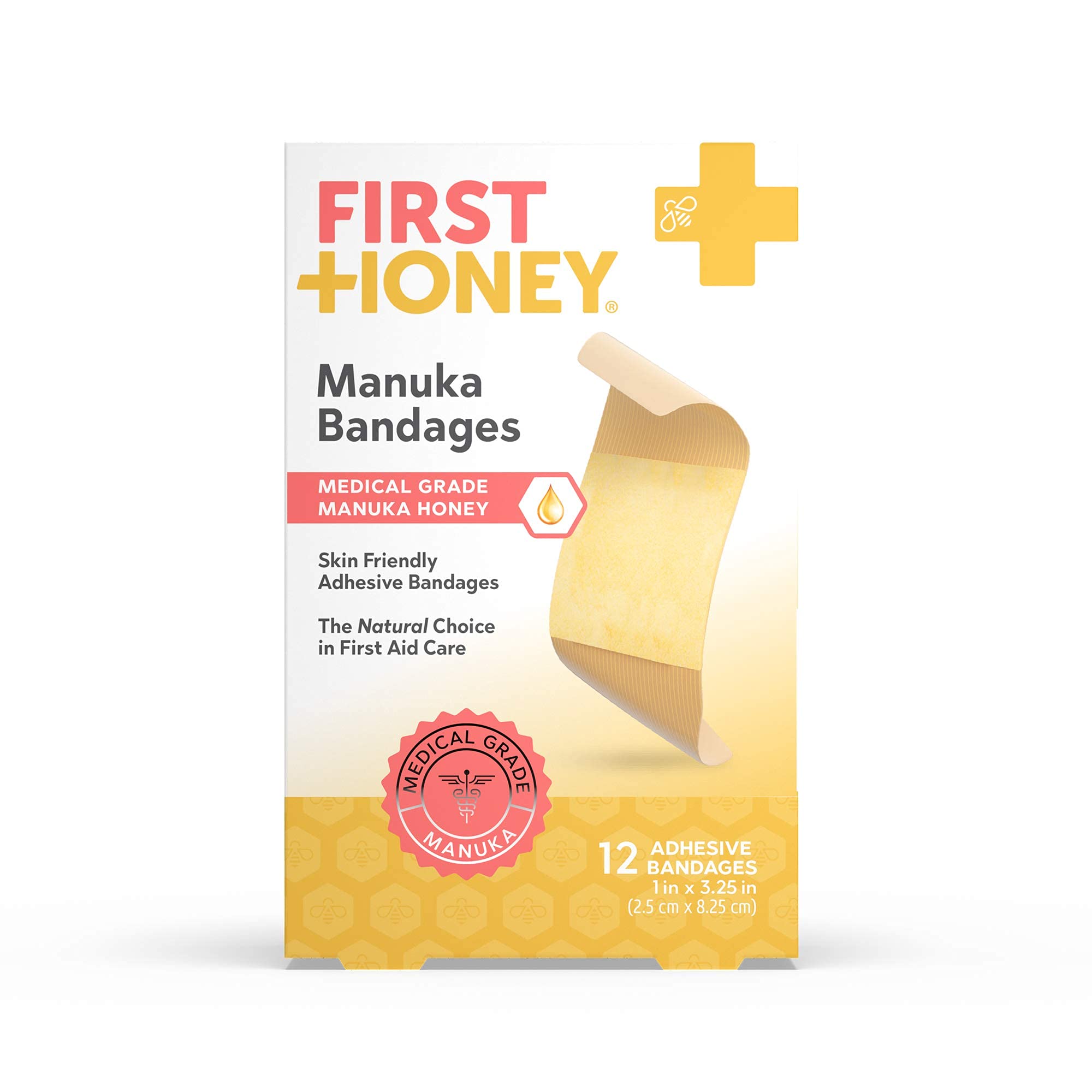 First Honey Manuka Honey Adhesive Bandages 12 Pack Latex Free