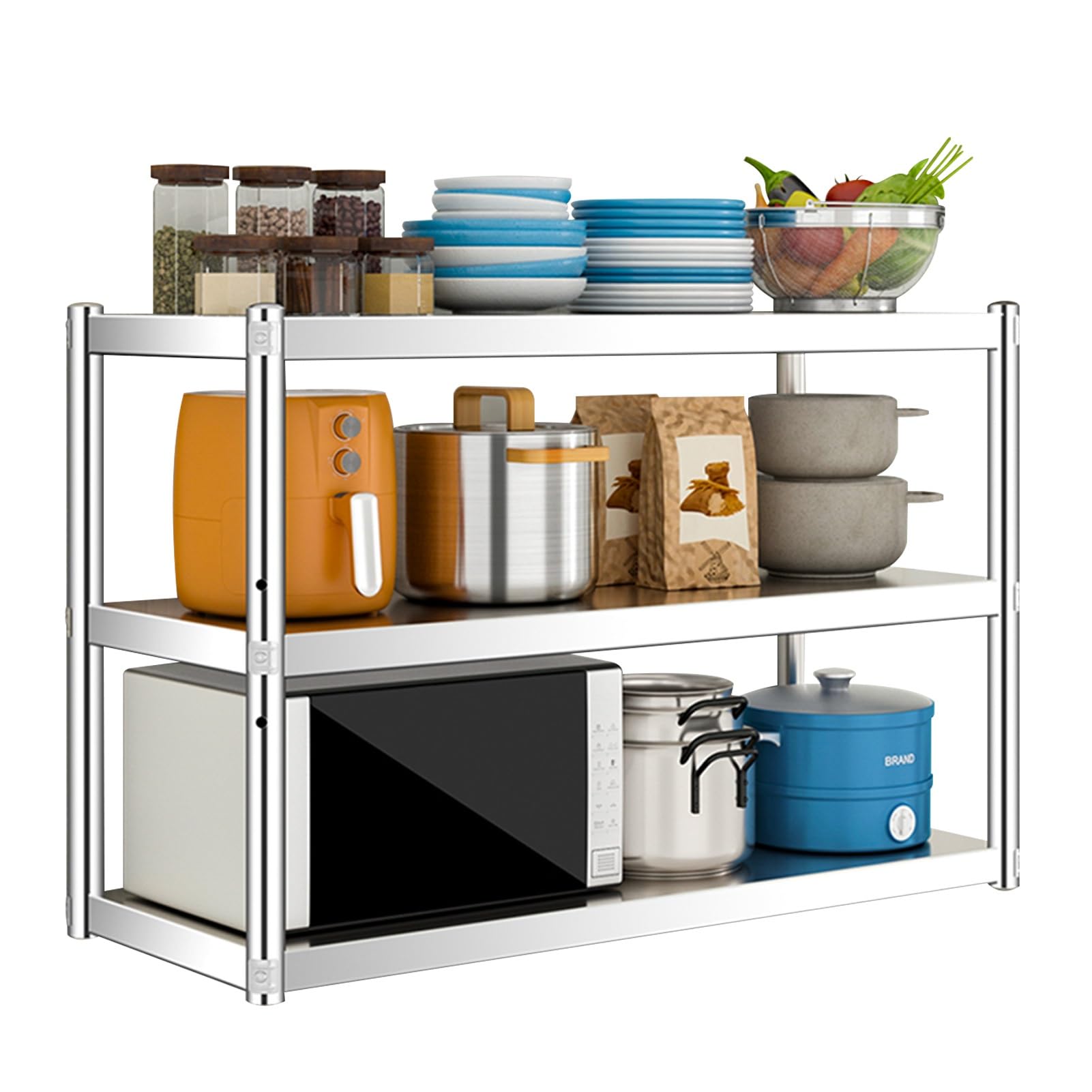 Support mural robuste en inox à 3 niveaux pour suspendre casseroles et poêles