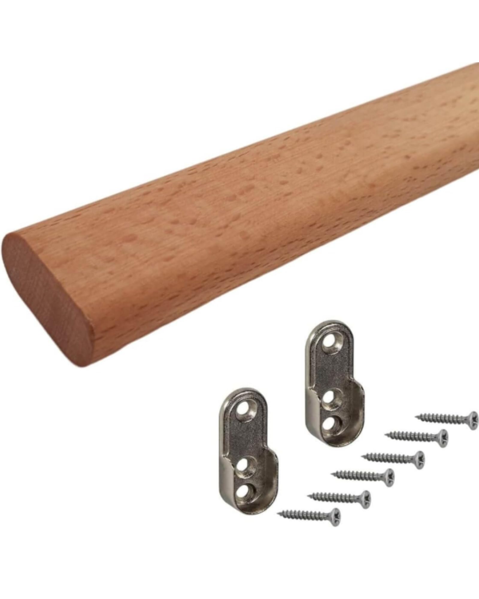 Gedotec Beech Wardrobe Rail Clothes Rail Oval Wardrobe Pipe Length 1000 Mm 30 X 15 Mm Light 1 Set Of 2 Side Wall Wardrobe Pipe Bearings For Wall Mounting Space-Saving Clothes Rail System