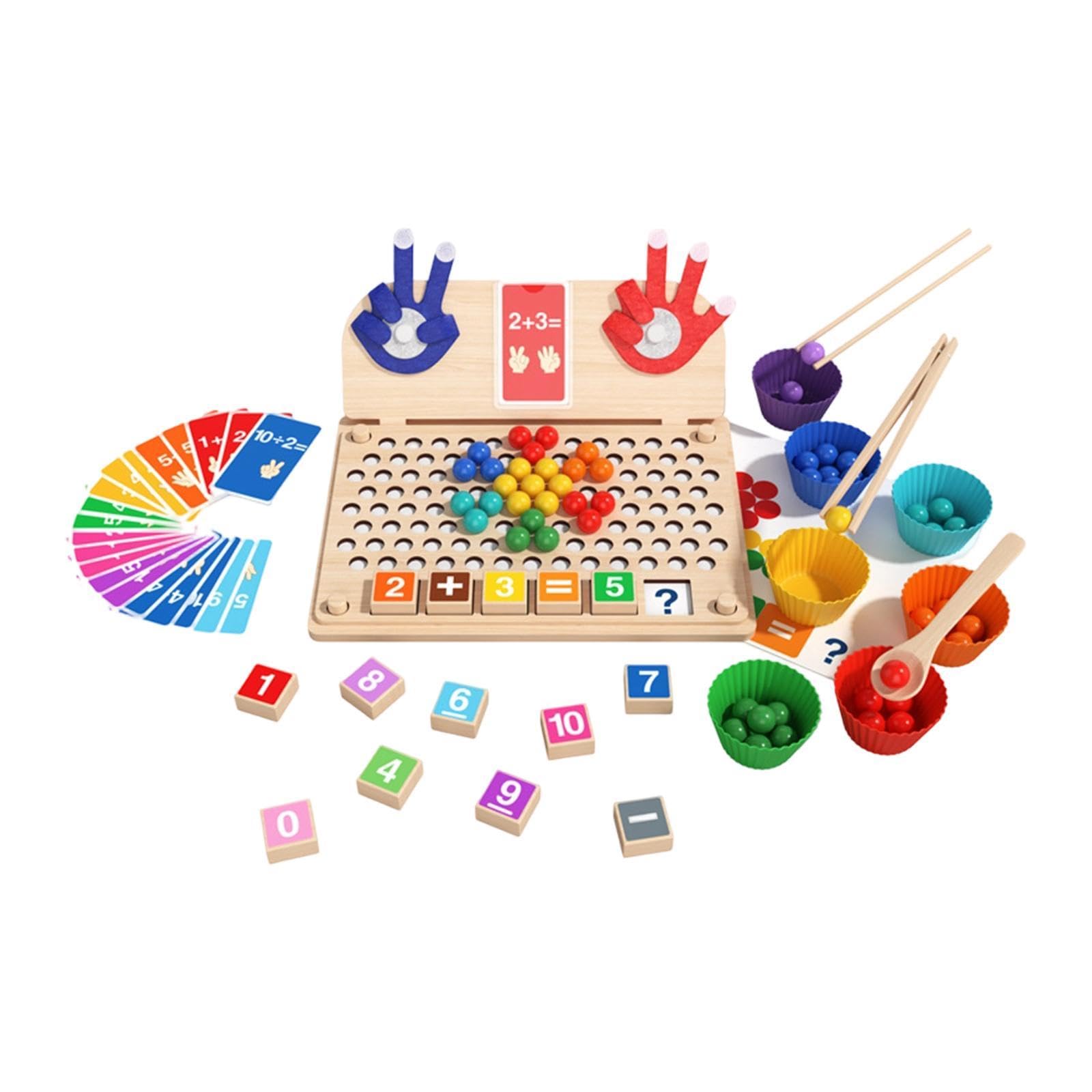 Suministros de Juguetes de Madera para El Aprendizaje: Juguete Educativo de Cálculo con Los Dedos, Actividades de Aprendizaje Preescolar para