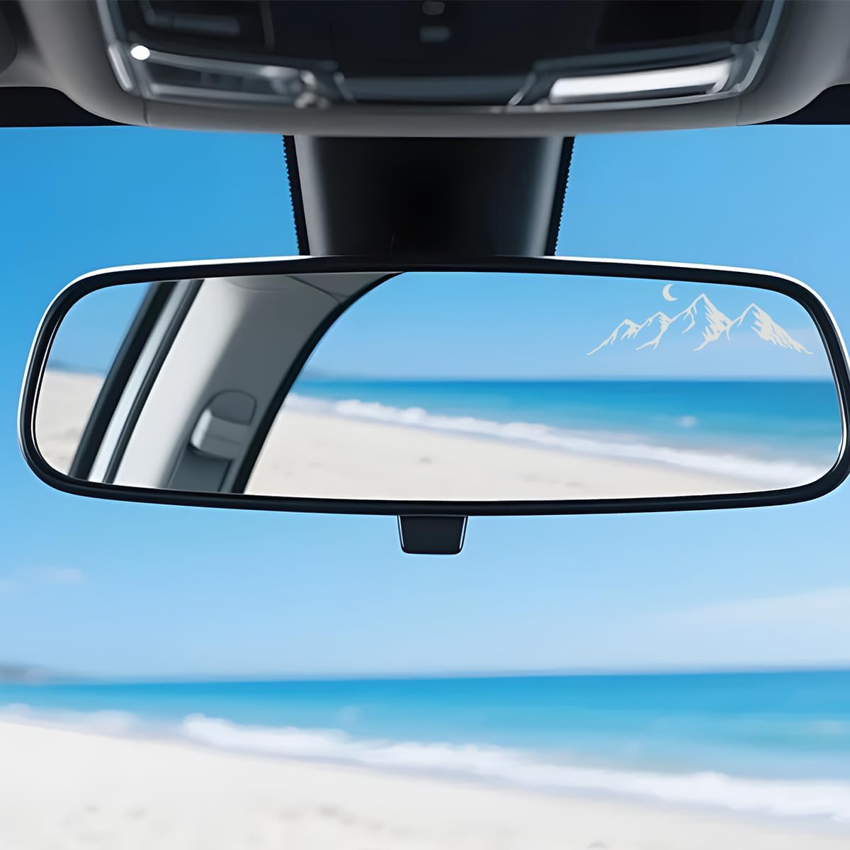 HZEL Snow Mountain Car Rearview Mirrors Sticker, 2PCS Reflective Night Moon Nature Scenic Vehicle Window Decal, Automotive Rear View Mirror Decoration, Universal for SUV RV Truck (Silver White) image 5