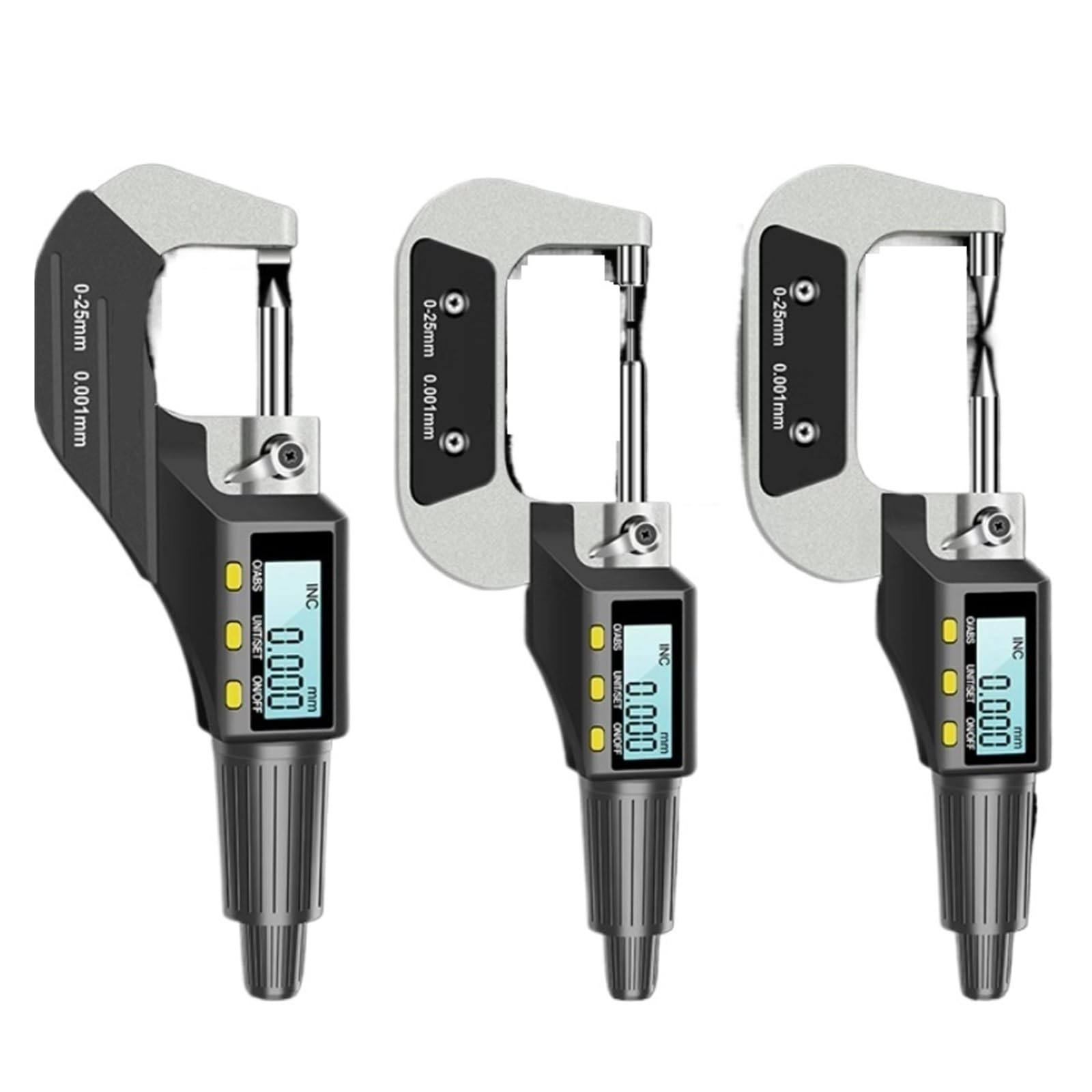 Multifunktionales digitales Mikrometer 0–25 mm, 0,001 mm, Wandstärkenmessgerät for Trommeln, Doppelkugelkopf, Doppelspitzen Messen Sie alles(Drum head)