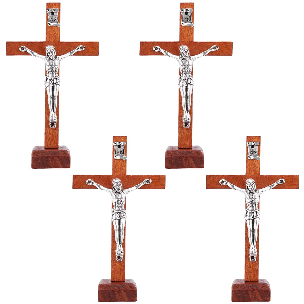 Veemoon Legno In Piedi Croce Decorazione Legno Tavolo Religioso Alter Tavolo In Piedi Croce Altare con Stand In Decori Casa