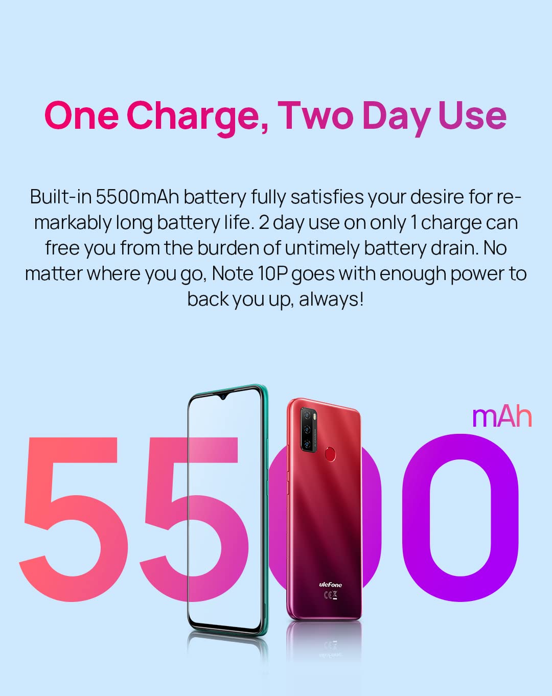 Téléphone Debloqué Ulefone Note 10(P), 3Go RAM 128Go ROM, Triple Caméra 13MP, Smartphone Double SIM, 6,5'' HD+, 3 Emplacements pour Cartes, Android 11, Batterie 5500mAh, Empreintes Digitales Noir