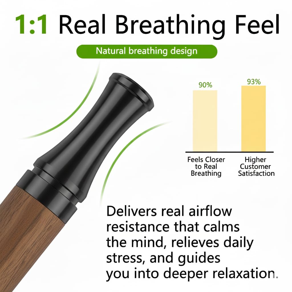 Stick respiratoire en Bois sans Nicotine, Embout réutilisable avec chaîne, 9 filtres aromatisés Menthe Citron Orange, Accessoire Discret pour Pauses Quotidiennes et Geste Main-Bouche