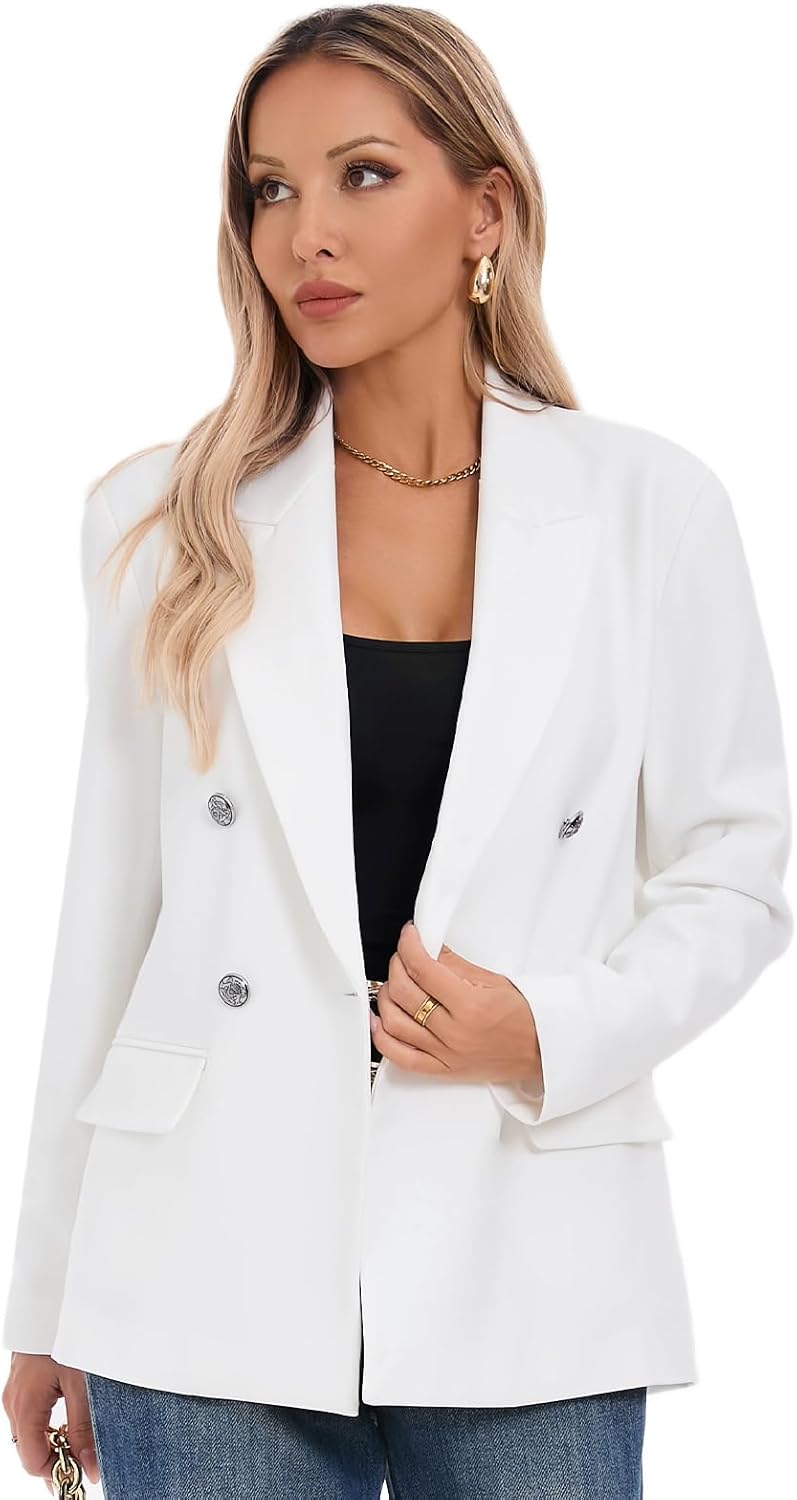Women's Oversized Blazer Jacket - Double Breasted Professional Business Suit with Pockets for Work Office Casual Outfits - Image 6
