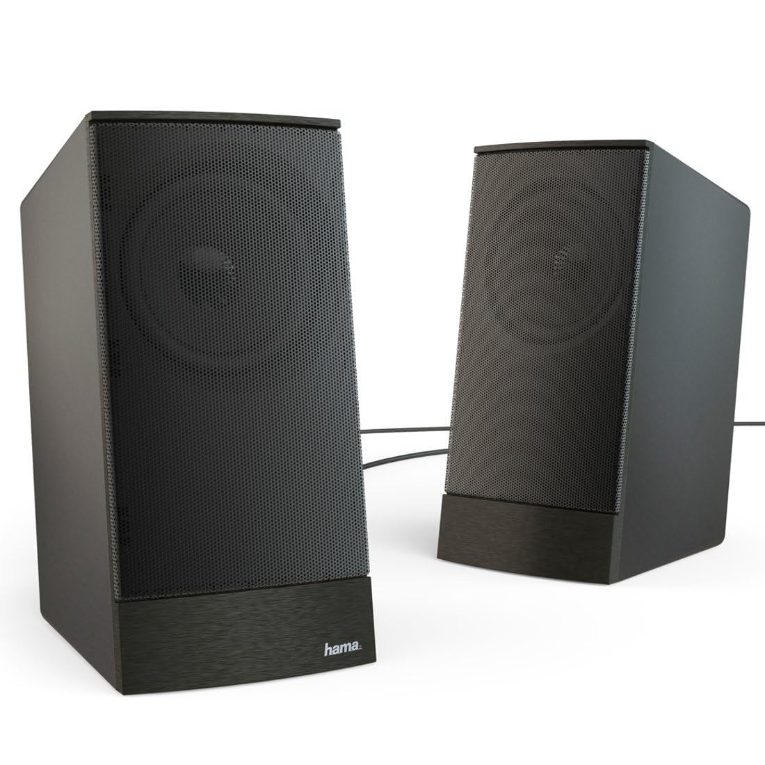 Hama PC Lautsprecher Sonic LS-208 (PC Boxen, 2.0 Lautsprecher für Computer, Laptop, 8W, stufenlose Lautstärkeregelung, Metallgitter, Anschluss über 3,5mm Klinkenstecker) schwarz
